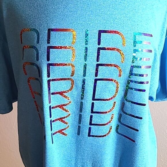 Pride-Blue T-Shirt with Holographic PRIDE on the front, Size XL,  NWOT - Picture 3 of 6